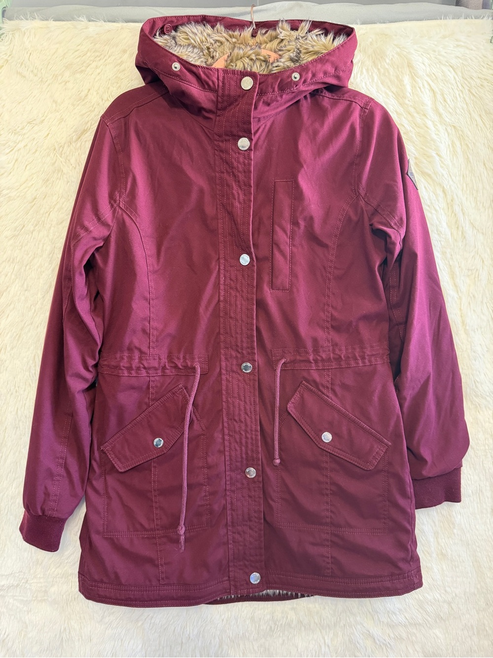 Hollister Heritage Collection Womens Parka Jacket Size M Burgundy Indie Sleaze